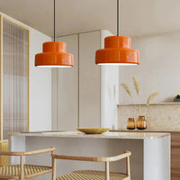 Moderne Vintage Bauhaus Orange Pendelleuchte