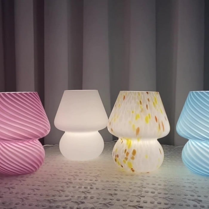 Retro kreativ glas champignon bordlampe