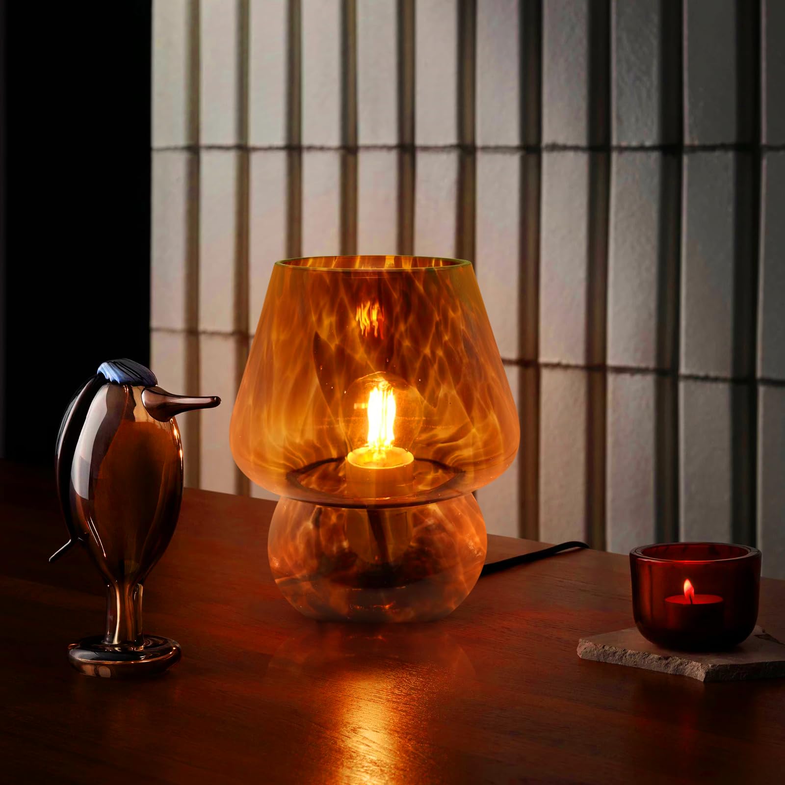 Retro kreativ bordslampa för svamp i glas