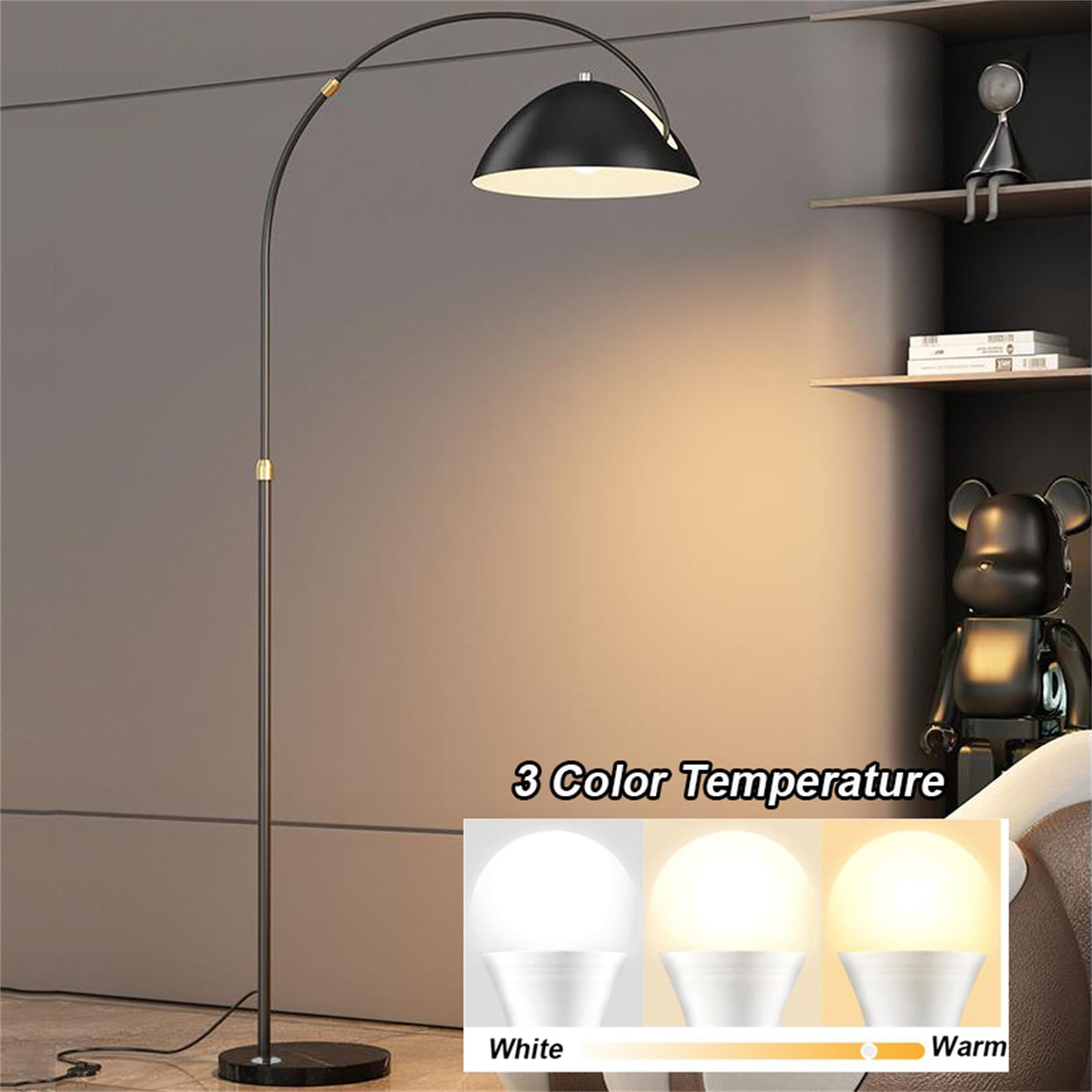 Lampadaire minimaliste en métal à arc élégant