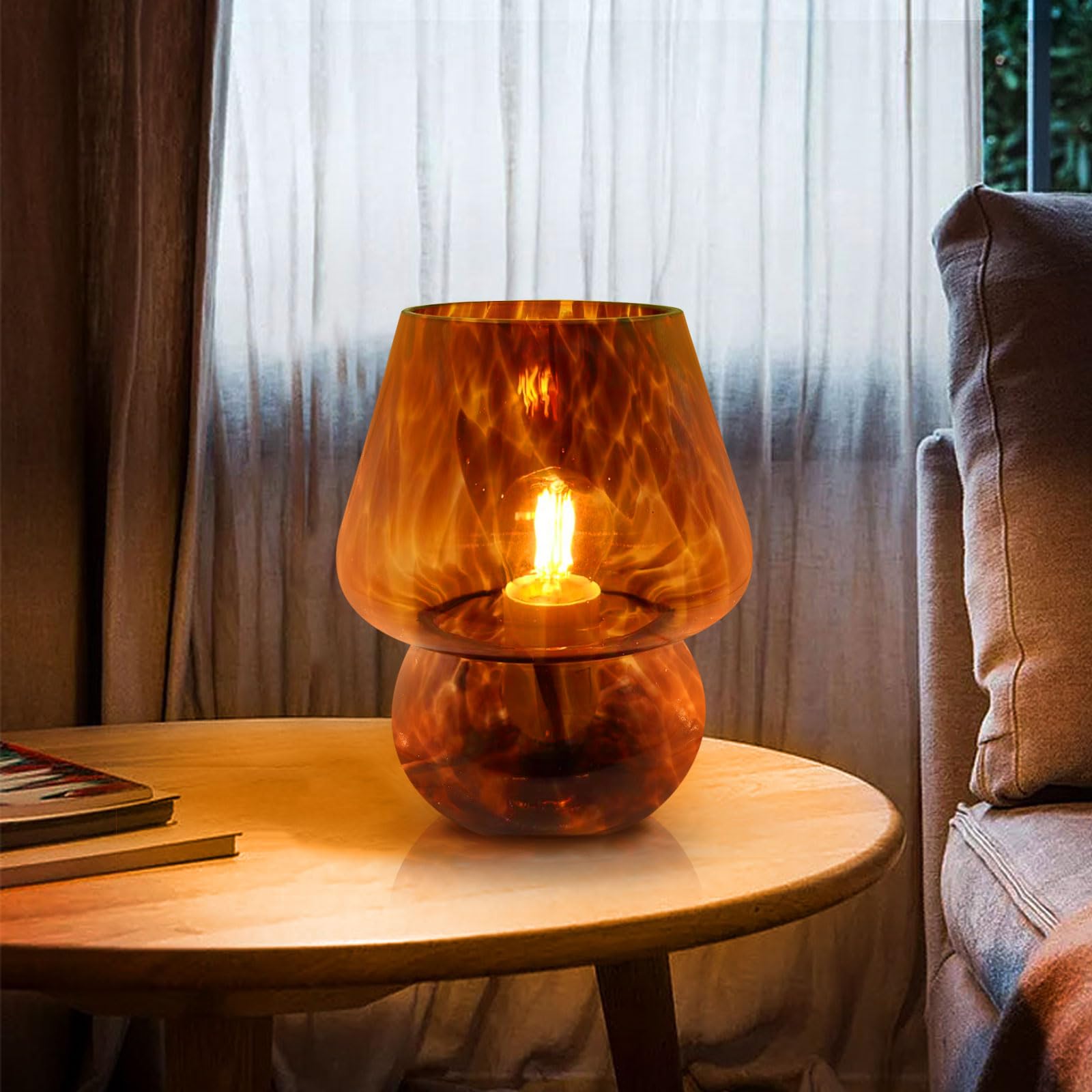 Retro kreativ bordslampa för svamp i glas