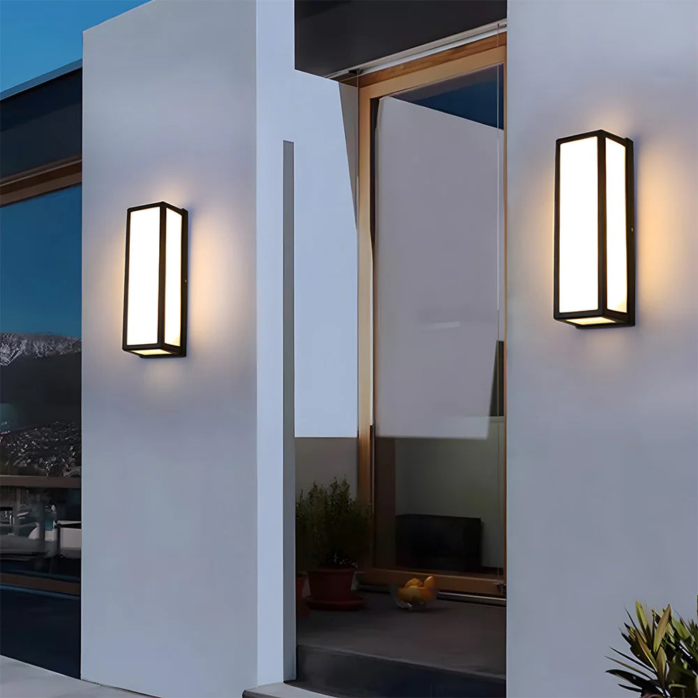 Lampada da parete per esterni a LED impermeabile moderna con hardware nero