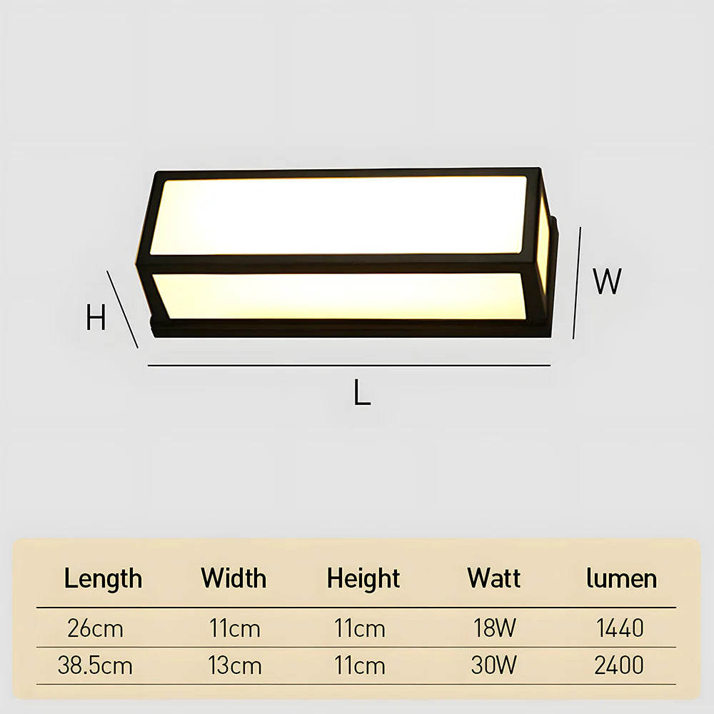 Lampada da parete per esterni a LED impermeabile moderna con hardware nero