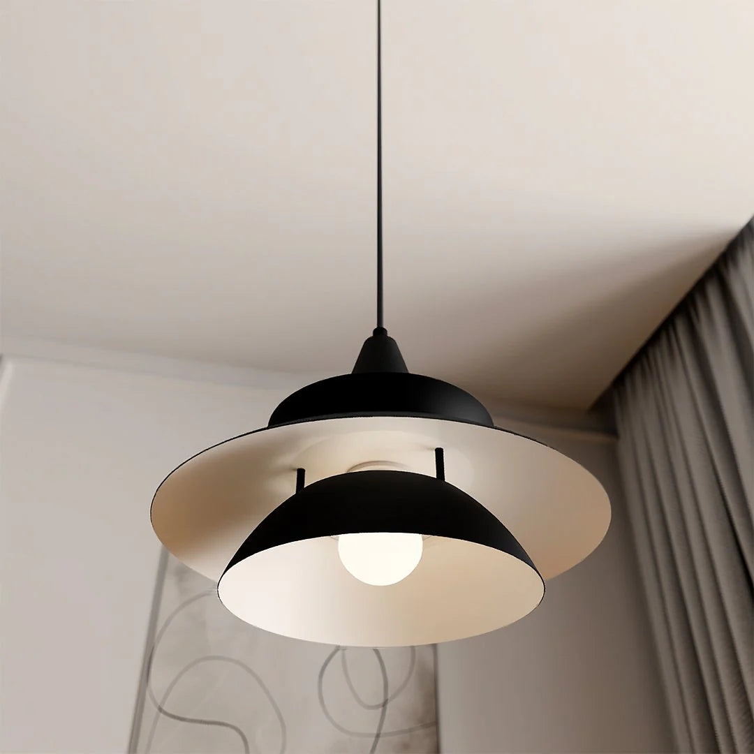 Klassisk retro svart pendellampa i aluminium