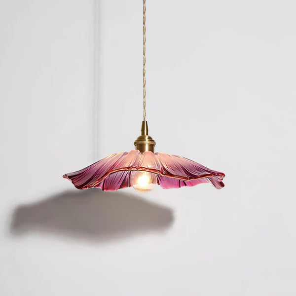 Retro Lotus Leaf Shape Glass Pendant Lamp