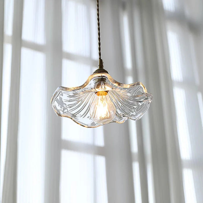 Retro Lotus Leaf Shape Glass Pendant Lamp