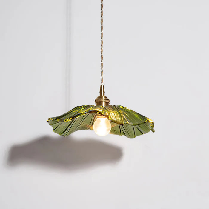 Retro Lotus Leaf Shape Glass Pendant Lamp