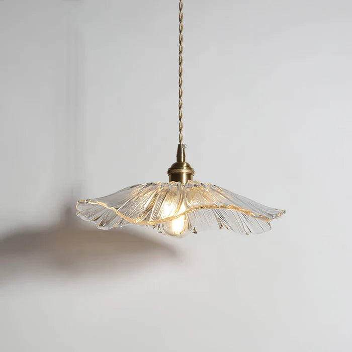 Retro Lotus Leaf Shape Glass Pendant Lamp