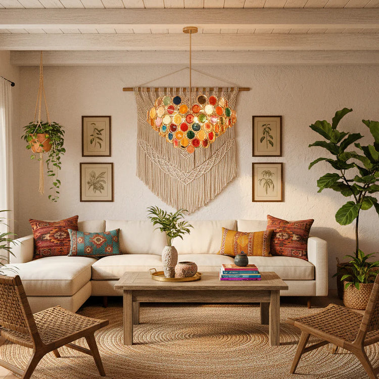 Boho Luxe Rainbow Agat lysekrone