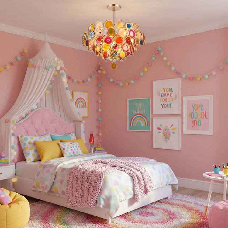 Boho Luxe Rainbow Agat lysekrone