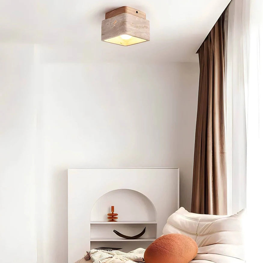 Plafonnier LED moderne en bois de travertin