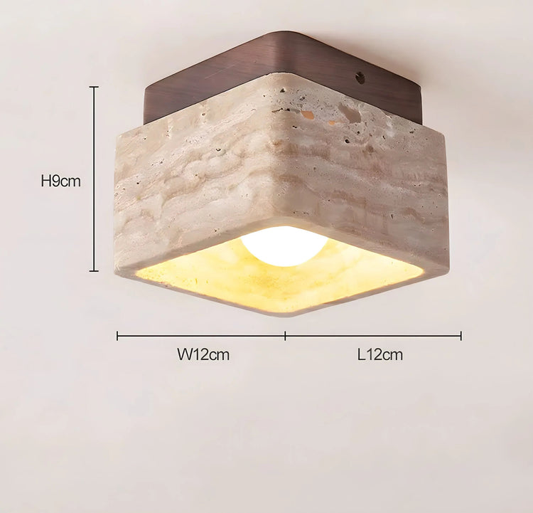 Modern Travertin Wood LED Ceiling Lamp