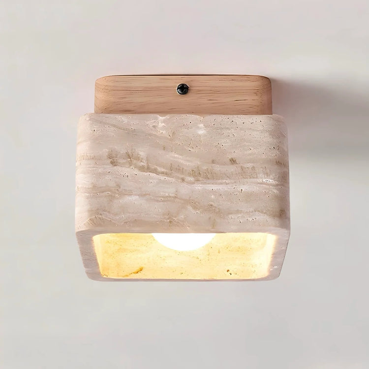 Modern Travertin Wood LED Ceiling Lamp