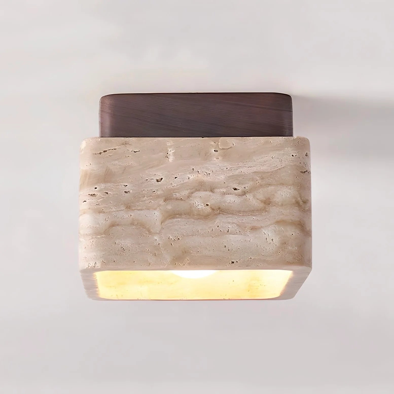 Plafonnier LED moderne en bois de travertin
