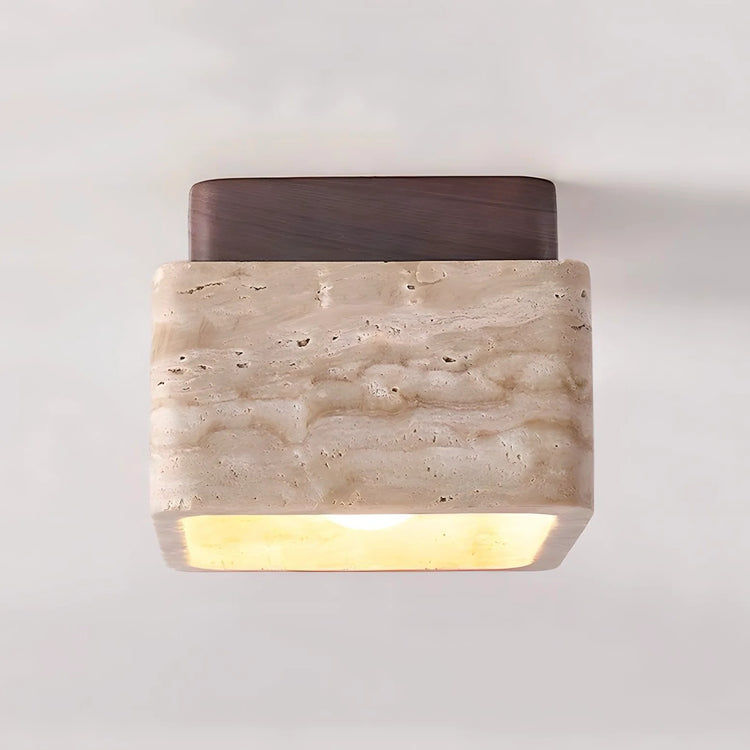 Modern Travertin Wood LED Ceiling Lamp