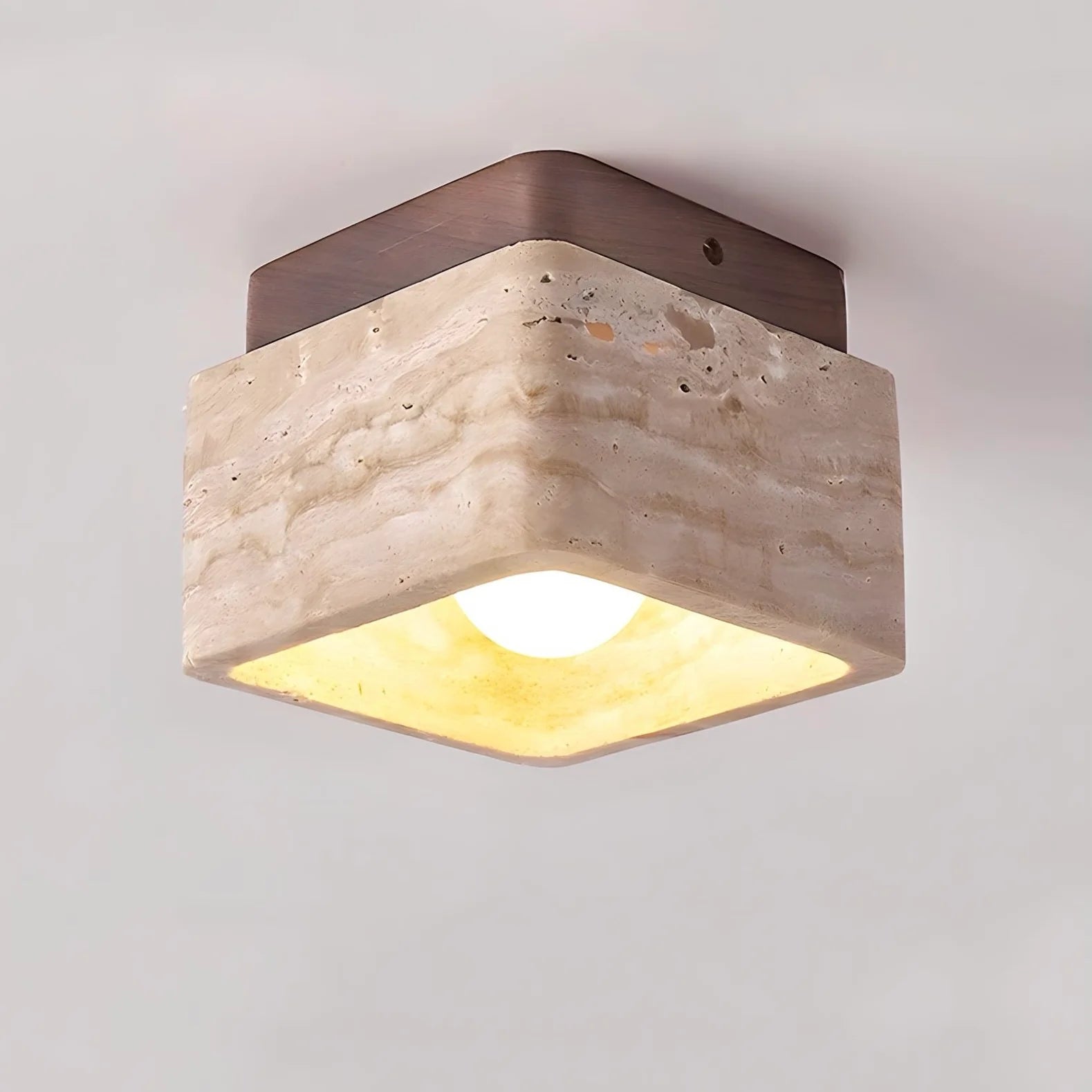 Plafonnier LED moderne en bois de travertin