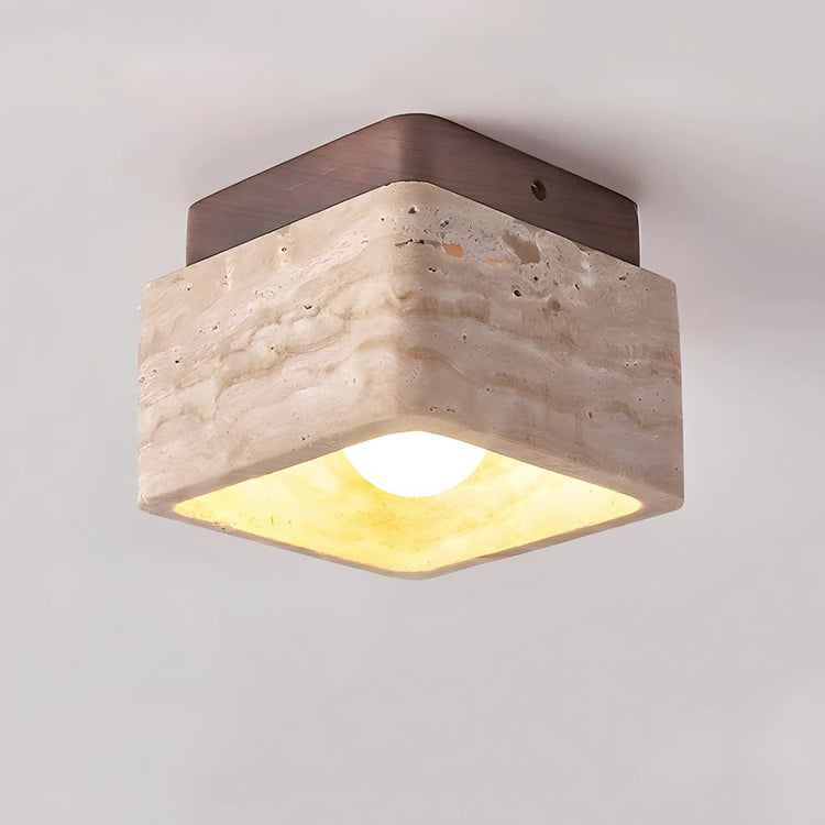 Modern Travertin Wood LED Ceiling Lamp