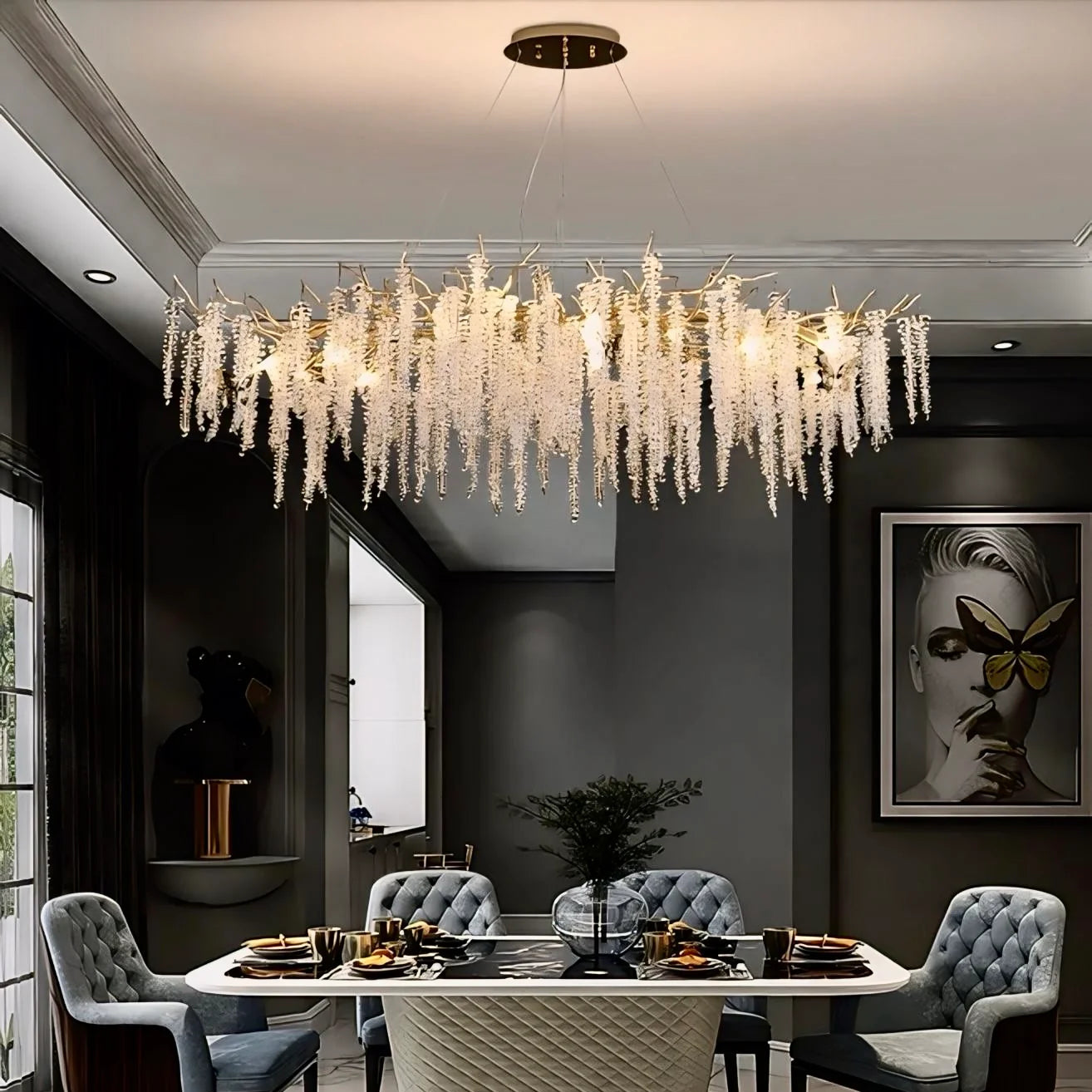 Lampadario di cristallo a cascata Stelle Cadenti