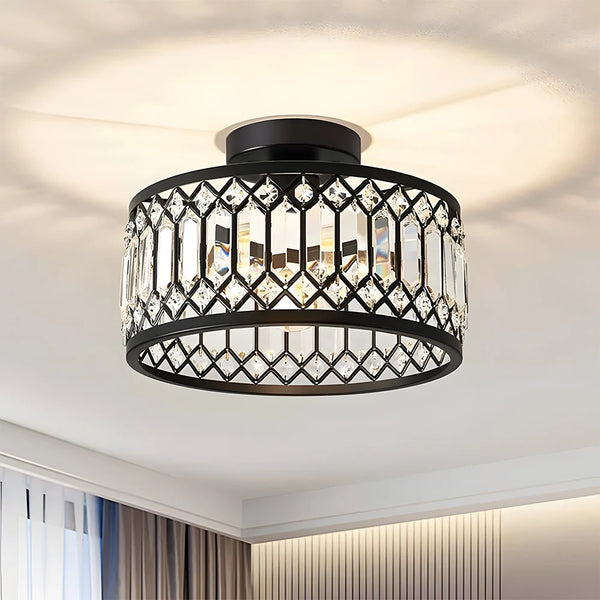 Modern Crystal Round Flush Mount Ceiling Light
