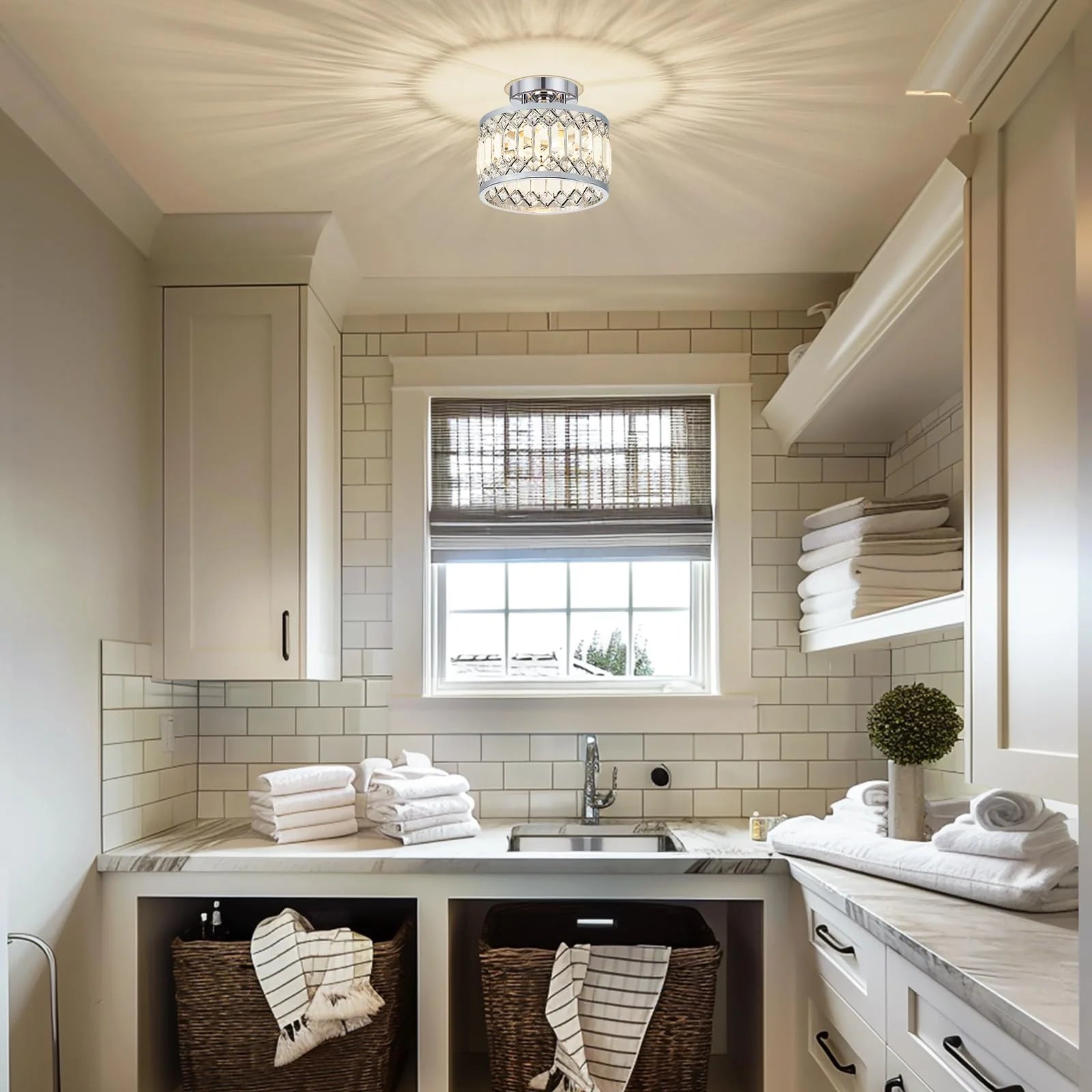 Modern Crystal Round Flush Mount Ceiling Light