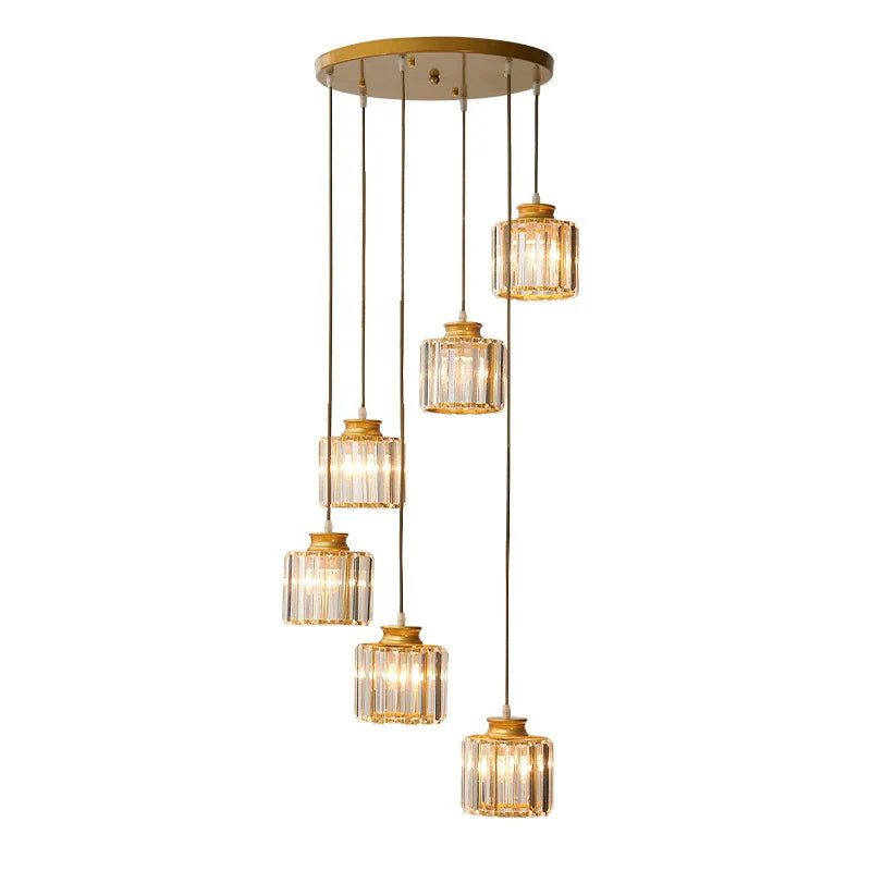 Lampadario vintage con scala in cristallo