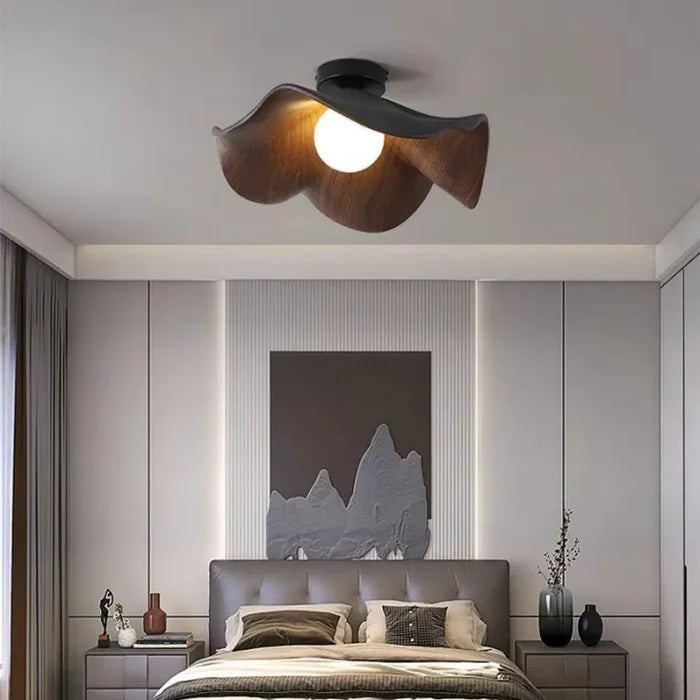 Plafonnier de chambre minimaliste moderne en forme de feuille de noyer