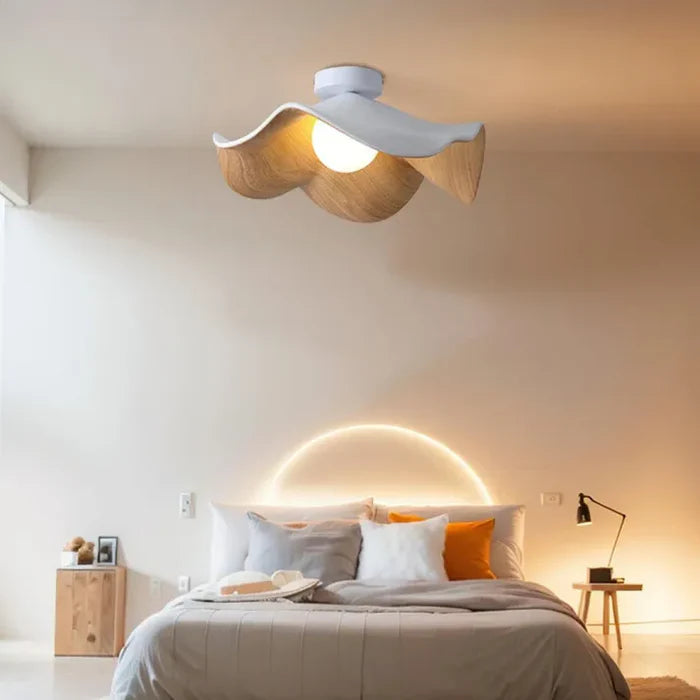 Valnødbladformet moderne minimalistisk soveværelsesloftslampe
