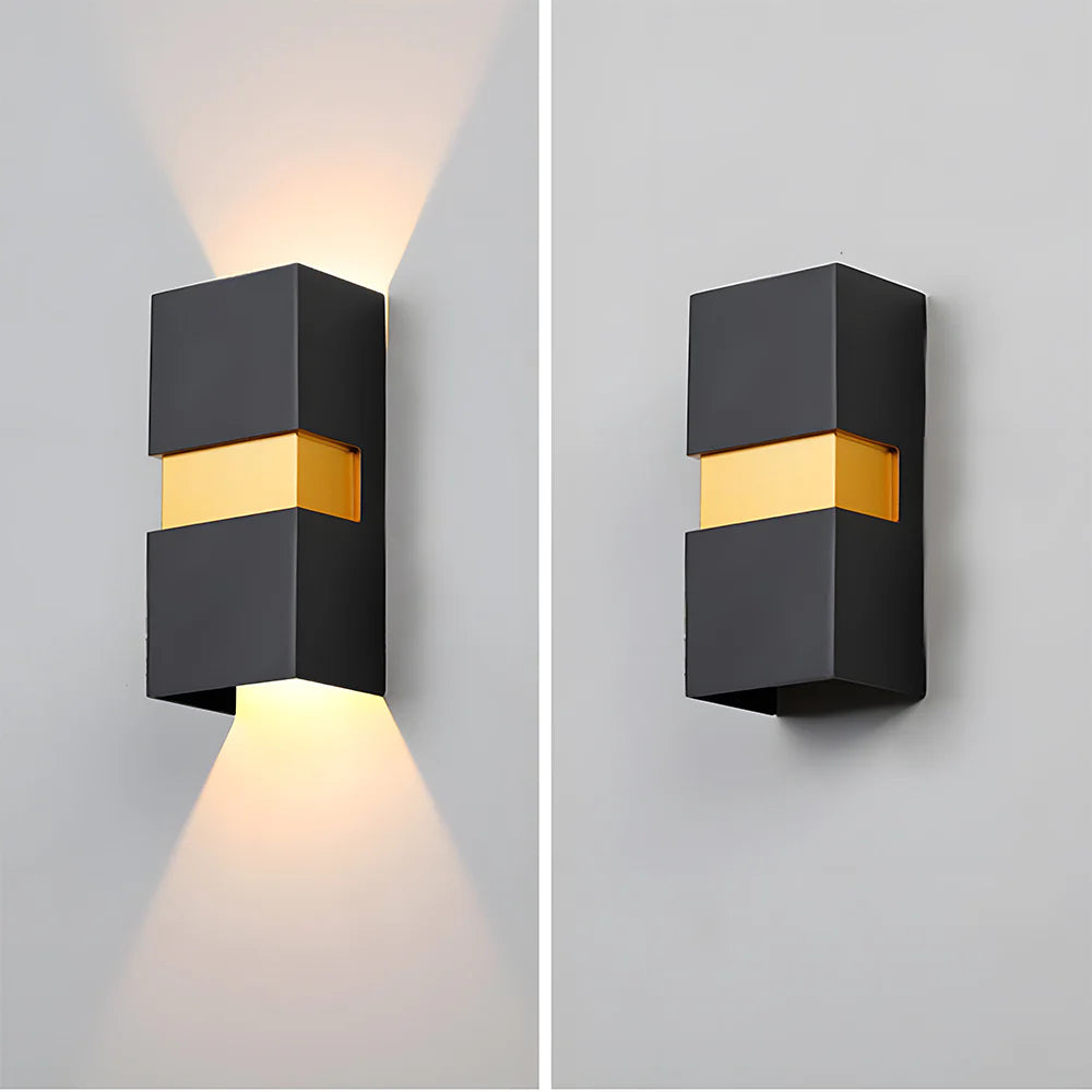 Moderna lampada da parete per esterni a LED rettangolare a doppia testa