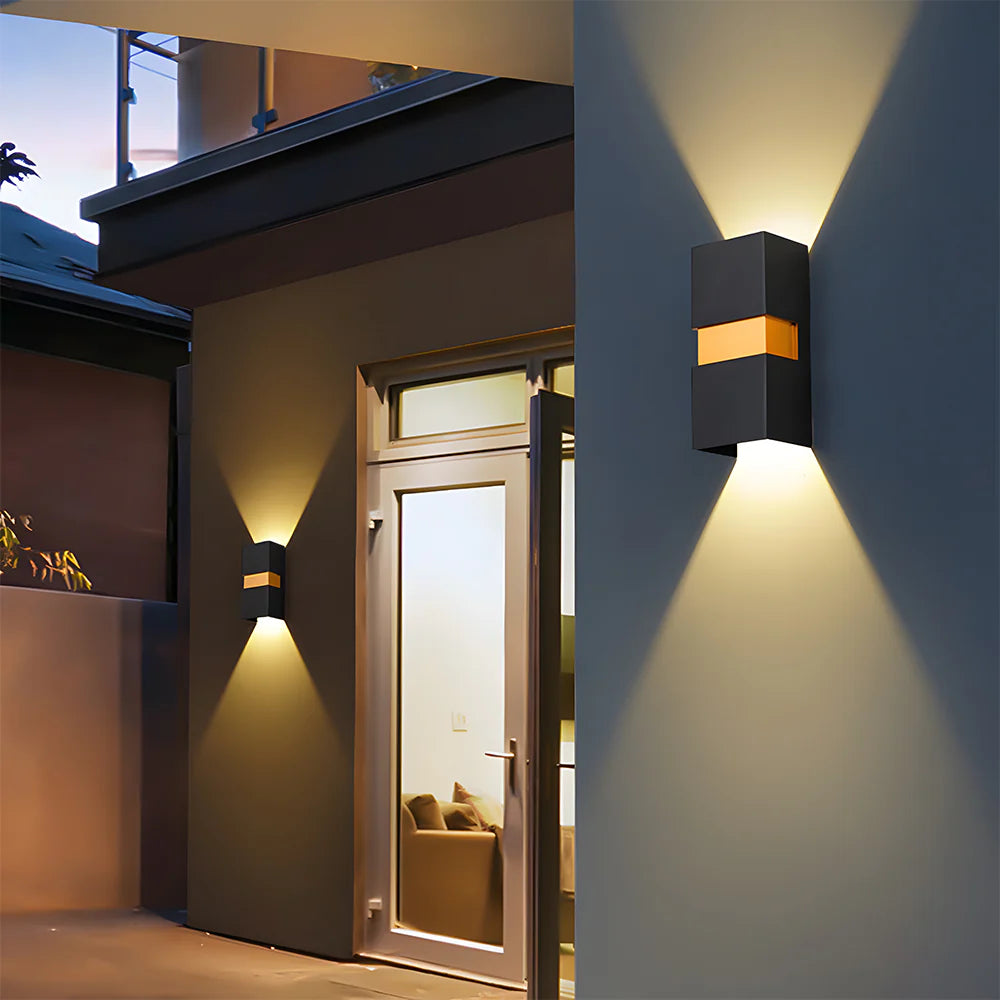Moderna lampada da parete per esterni a LED rettangolare a doppia testa