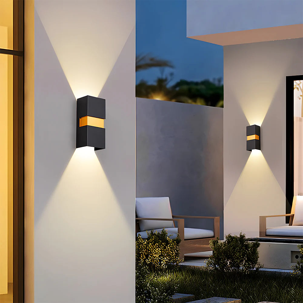 Moderna lampada da parete per esterni a LED rettangolare a doppia testa