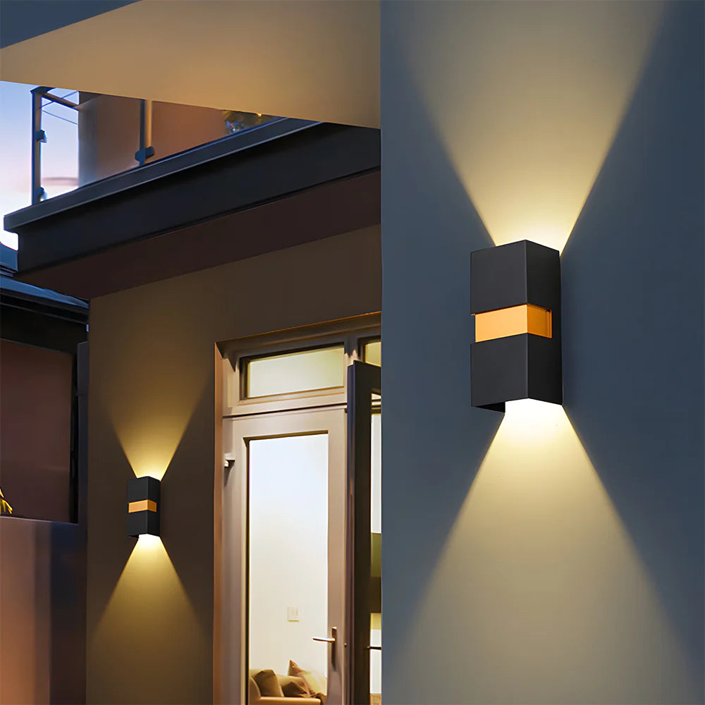 Moderna lampada da parete per esterni a LED rettangolare a doppia testa