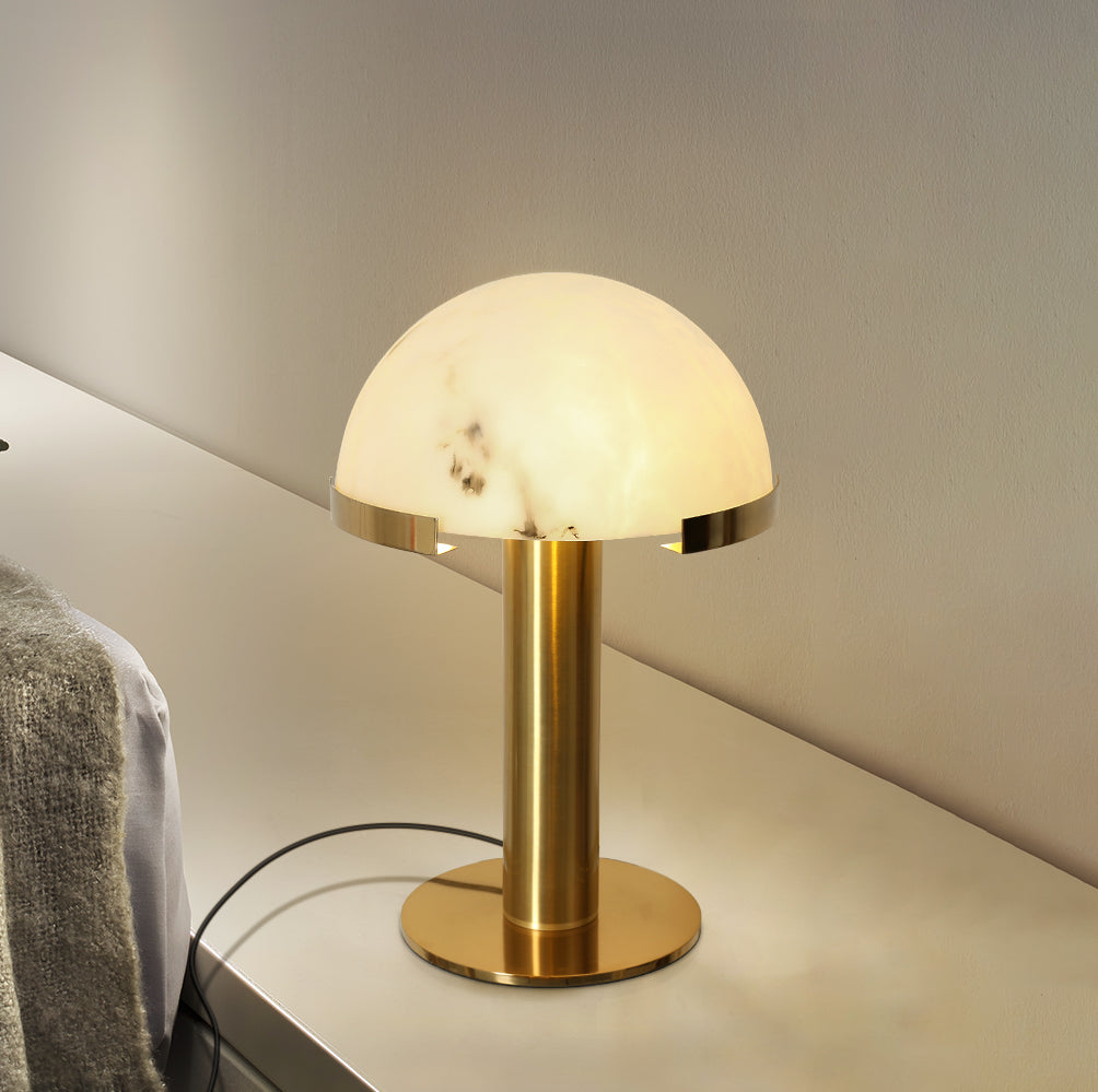 Stylish Round Mushroom Cap Alabaster Table Lamp