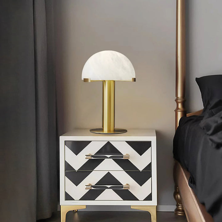 Stylish Round Mushroom Cap Alabaster Table Lamp