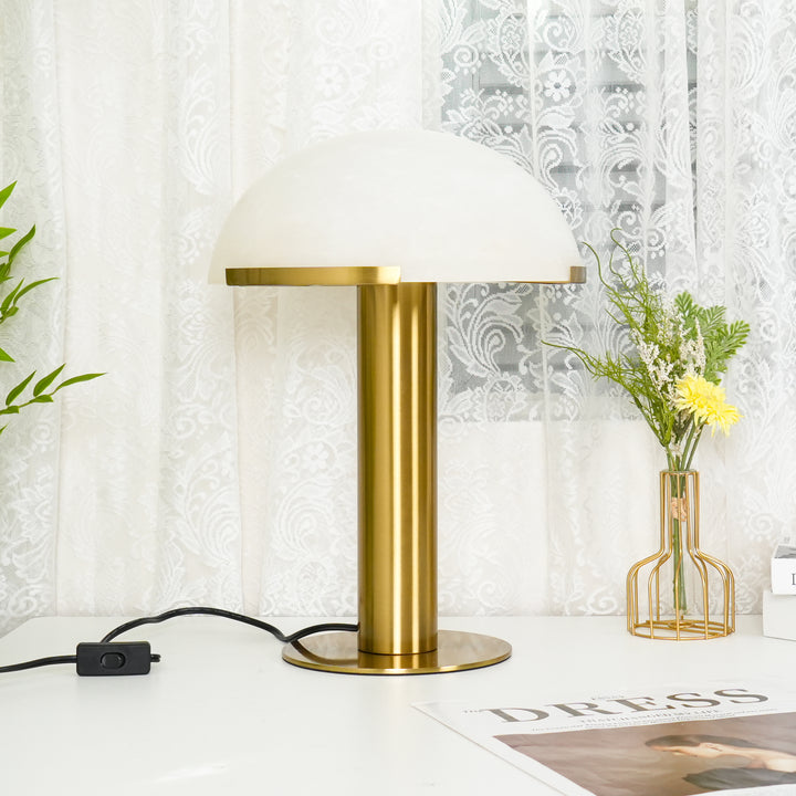 Stylish Round Mushroom Cap Alabaster Table Lamp