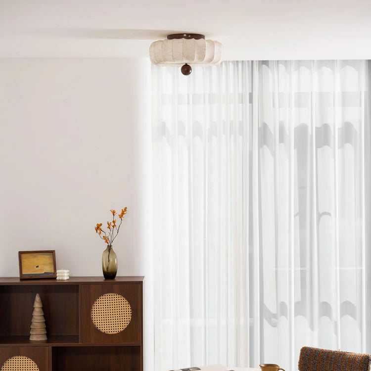 Trendy rund silke loftslampe