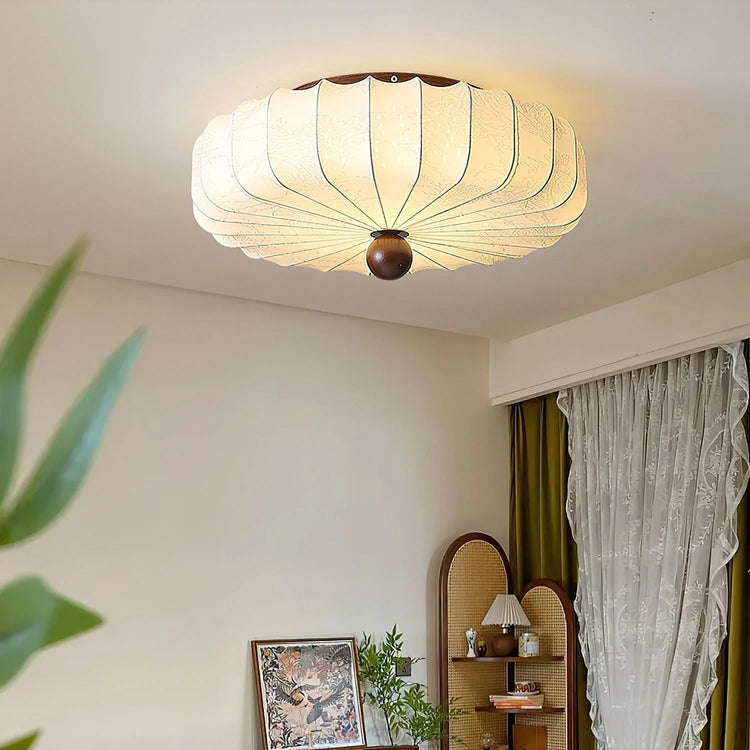 Trendy rund silke loftslampe