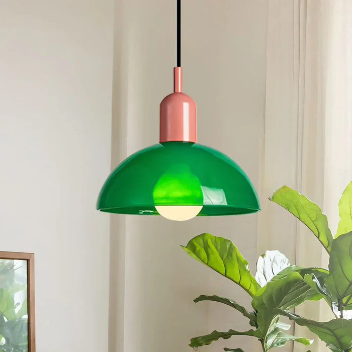 Lampada a sospensione a forma di ciotola colorata