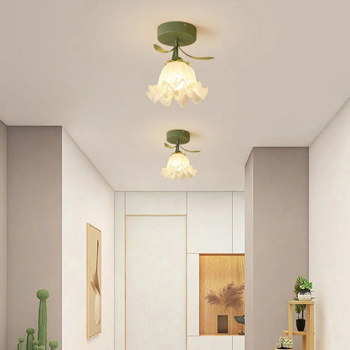 Lampada a fiori di vetro colorato in stile francese