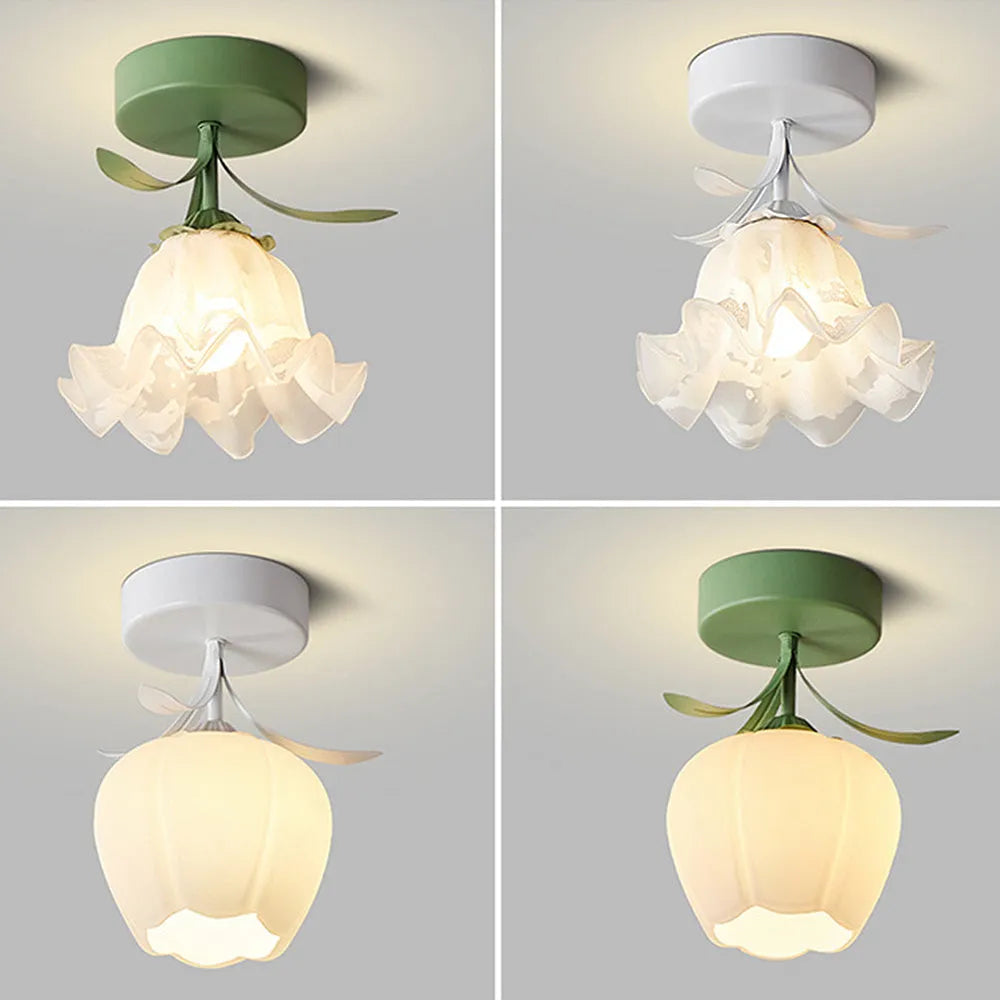 French-Style Stained Glass Flower Lamp