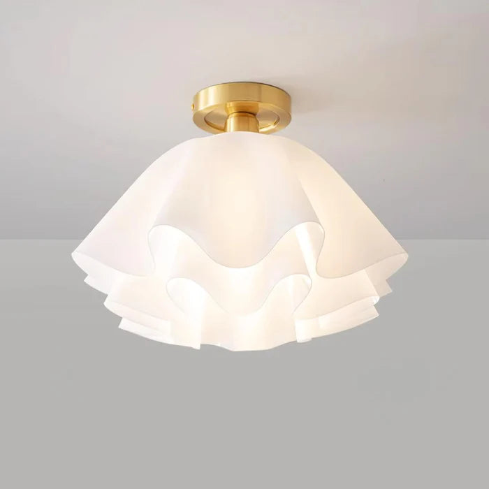 Moderne hvid blomst semi flush-monteret loftslampe