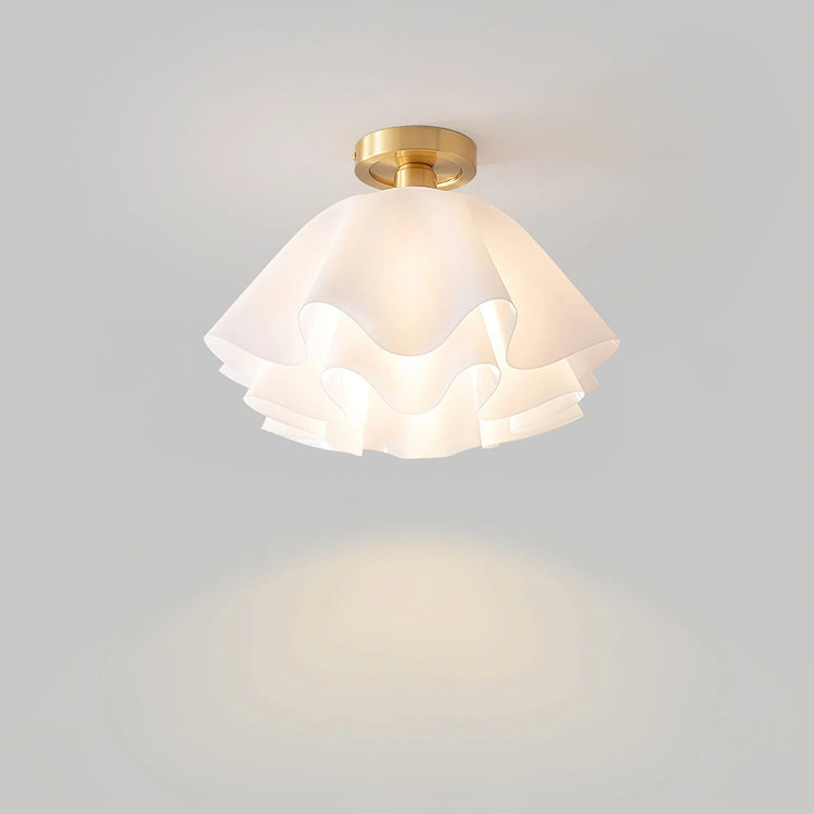 Moderne hvid blomst semi flush-monteret loftslampe
