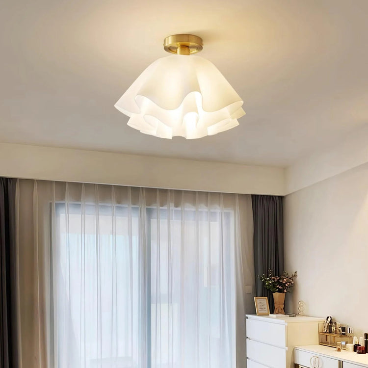 Moderne hvid blomst semi flush-monteret loftslampe