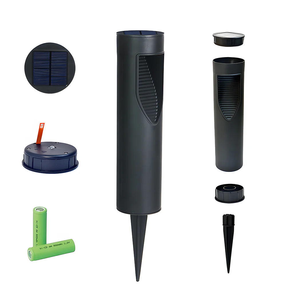 Lampes de sol de jardin noires à énergie solaire