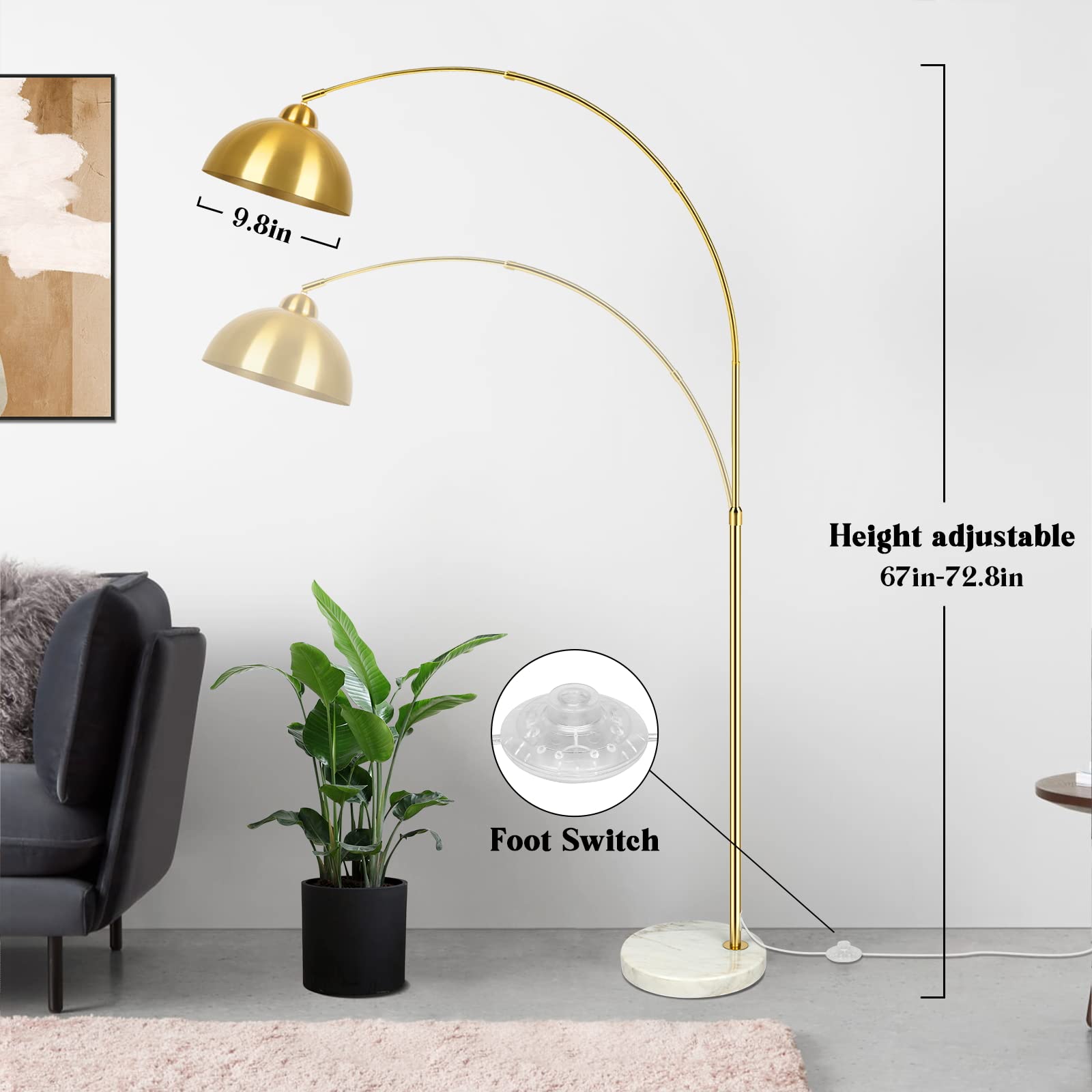 Lampadaire élégant avec base en marbre et arc