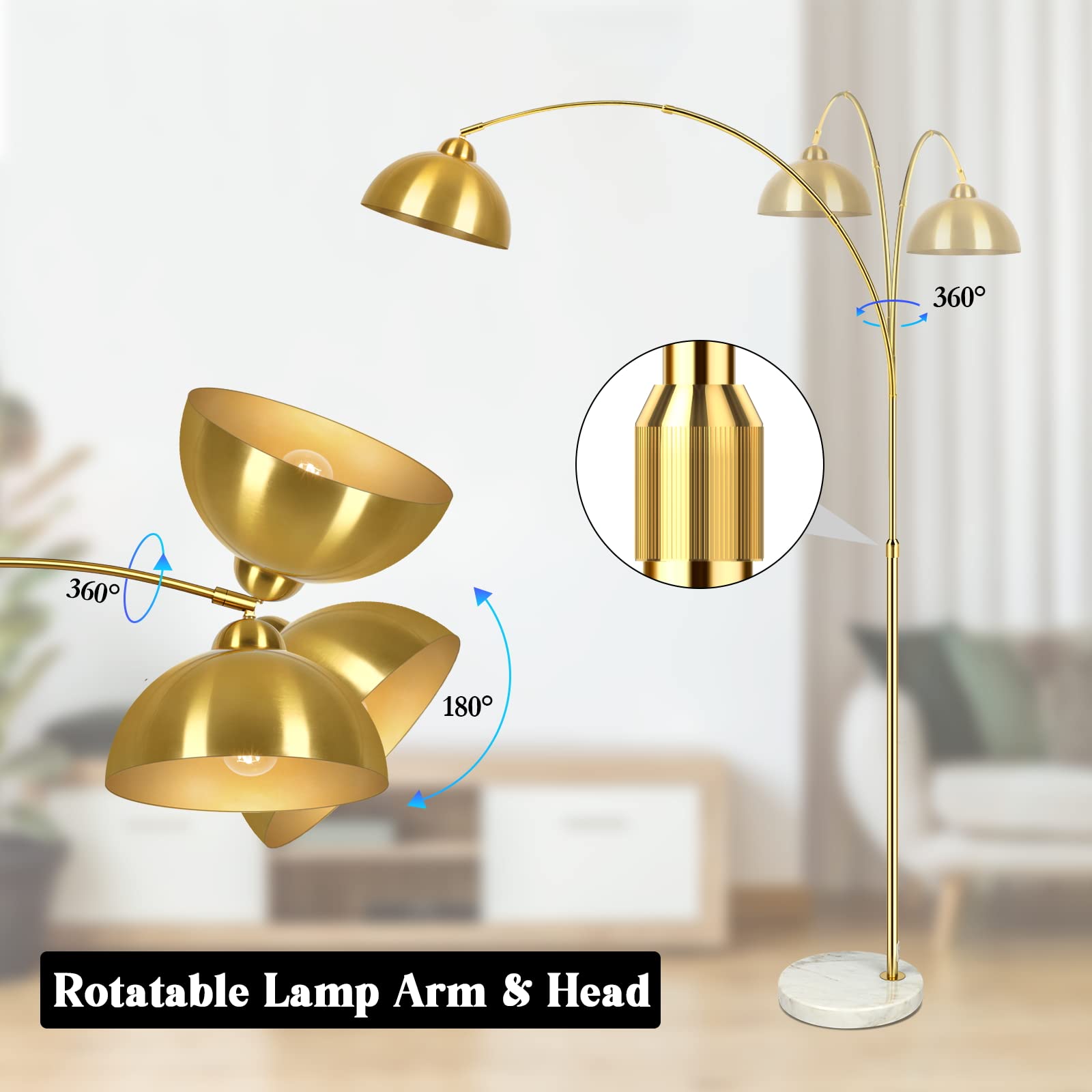 Lampadaire élégant avec base en marbre et arc
