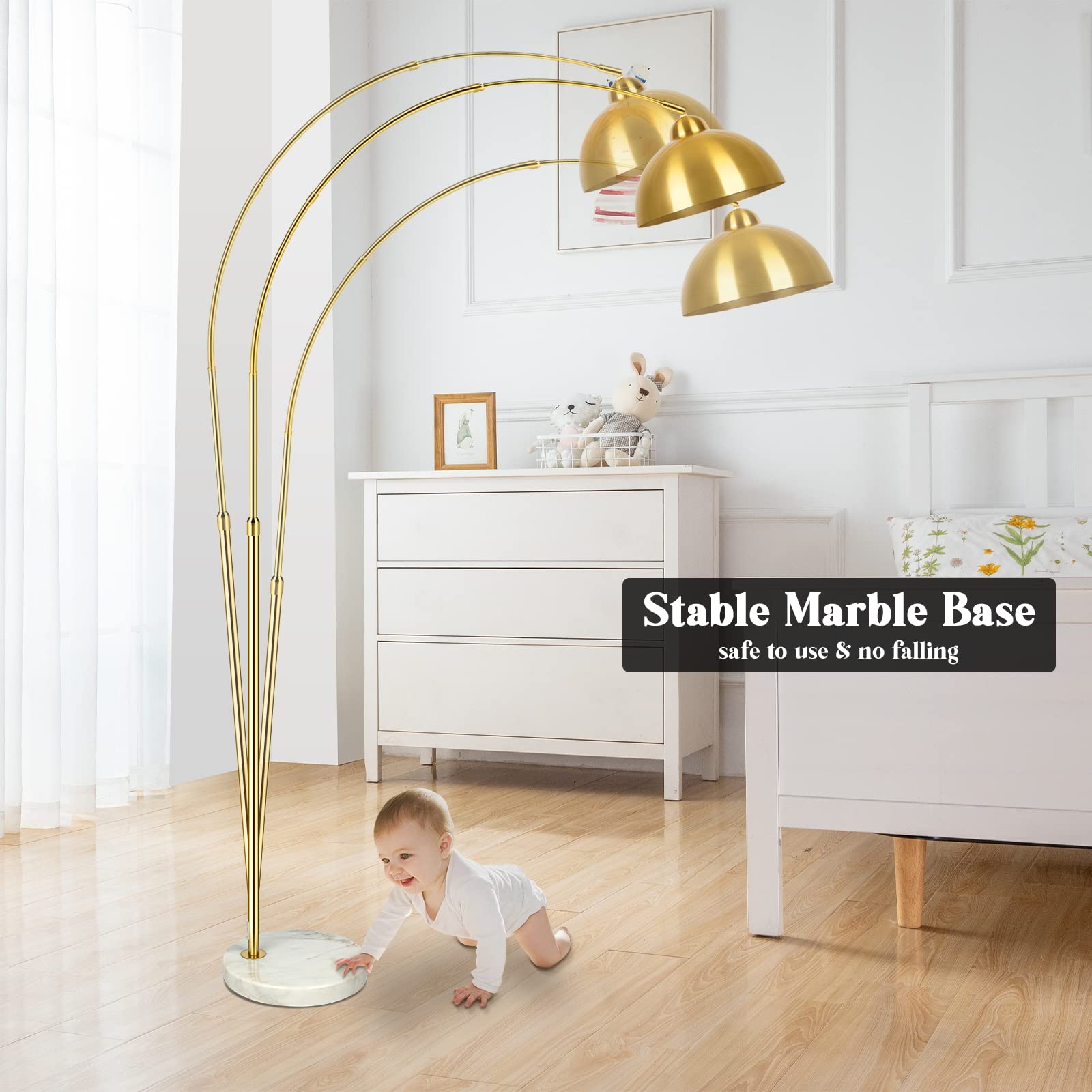 Lampadaire élégant avec base en marbre et arc