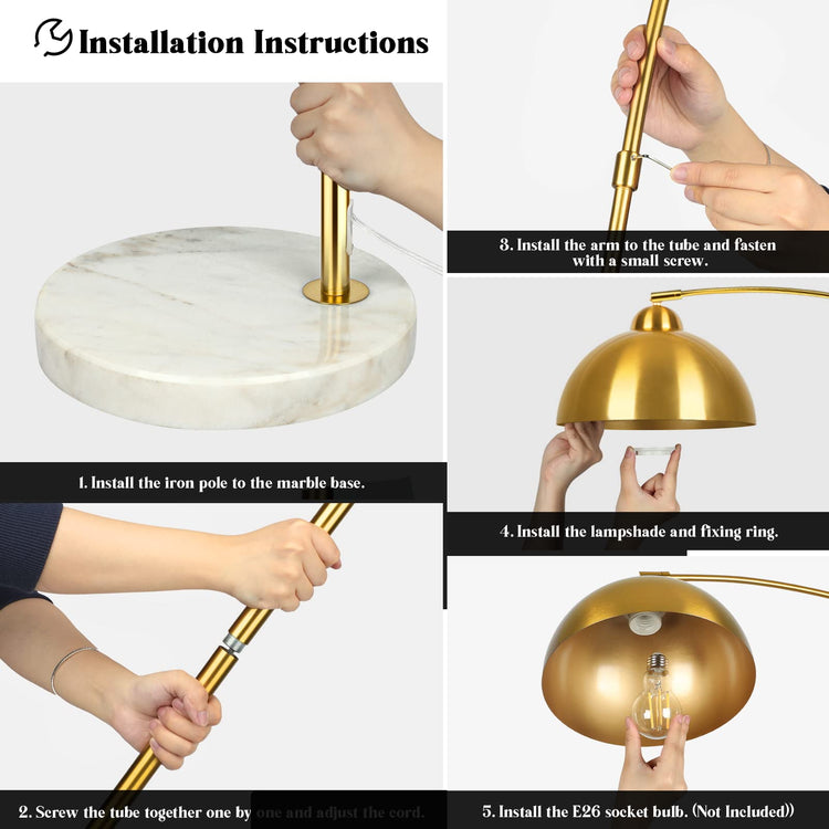Elegant Arc Marble Base Floor Lamp
