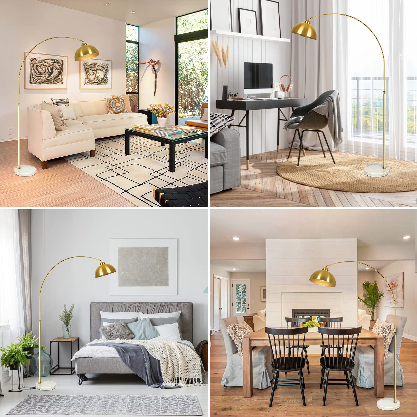 Lampadaire élégant avec base en marbre et arc