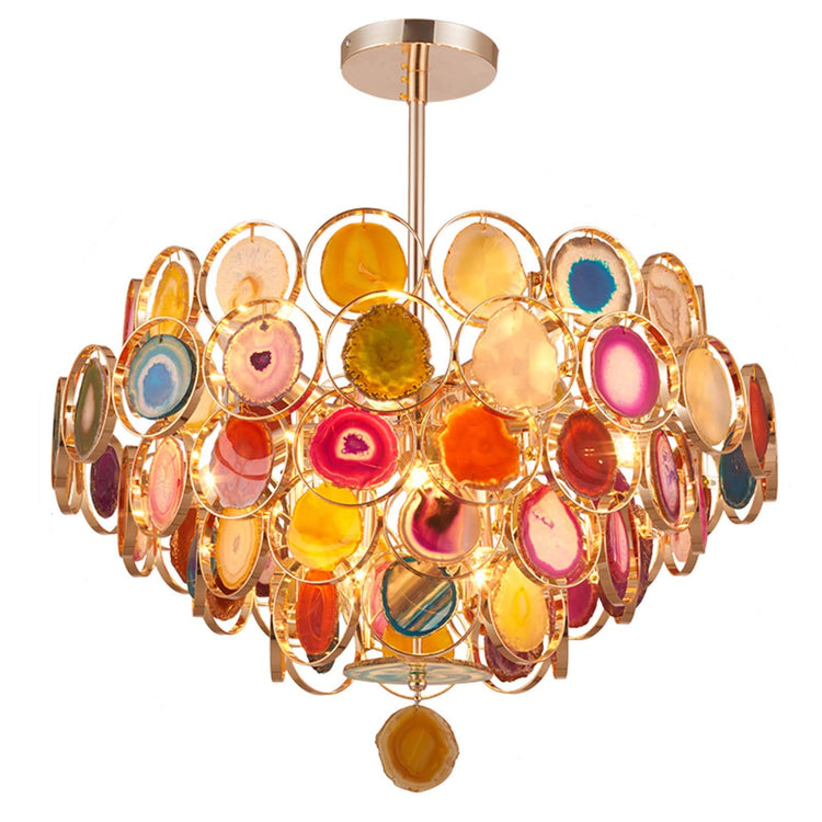 Boho Luxe Rainbow Agat lysekrone