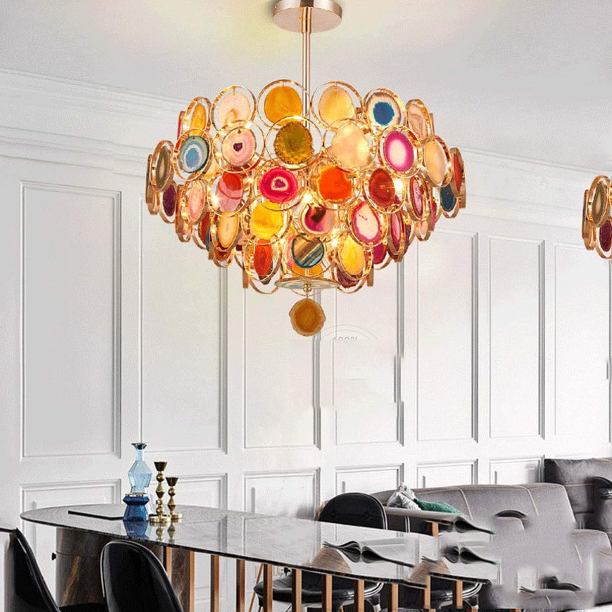Boho Luxe Rainbow Agate Chandelier